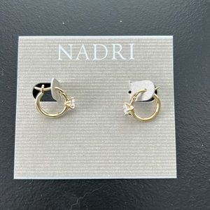 Nadri NWT Jasmine Small Gold Tone CZ Small Hoop Earrings